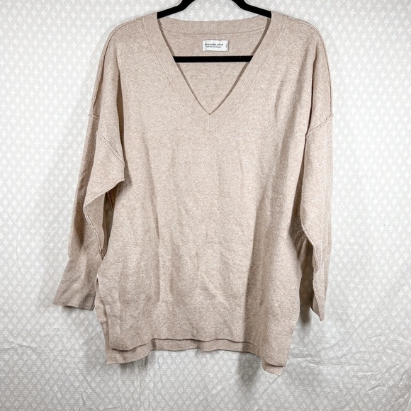 Abercrombie & Fitch Tan Cream Viscose V Neck Sweater - Picture 1 of 5